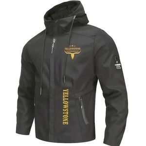 Men's Black Dutton Ranch Yellowstone Hoodie Rain Jacket Size 3XL